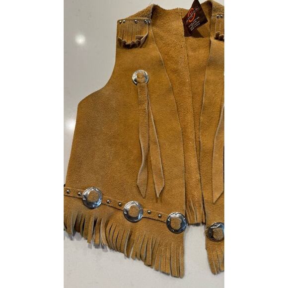 John R Craighead Size Medium Western Cowboy 100% Leather Vest Fringe Costume - Picture 2 of 16